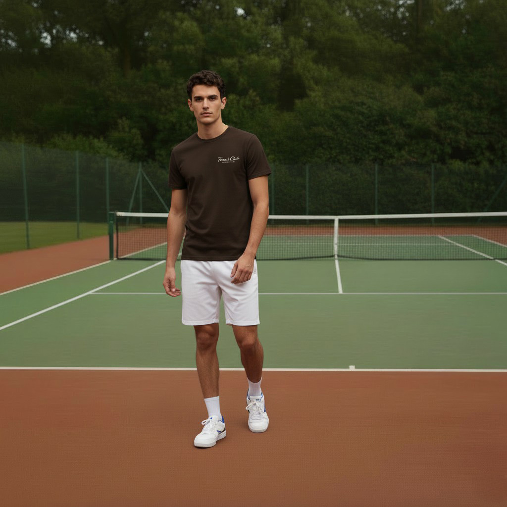 Camiseta marrón chocolate unisex tennis club - Imagen 2