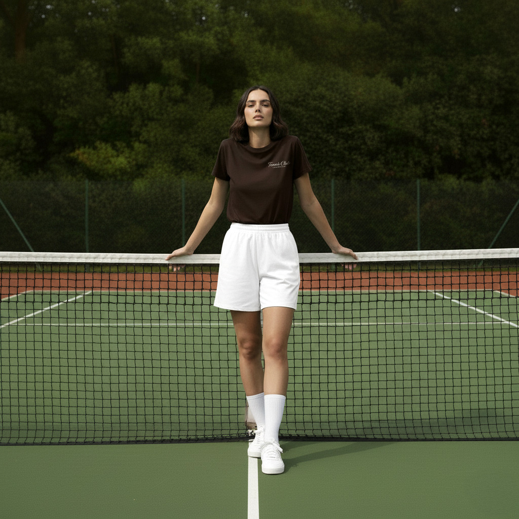 Camiseta marrón chocolate unisex tennis club