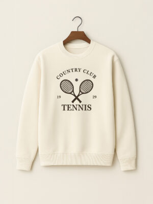 Sudadera unisex crema con estampado marrón