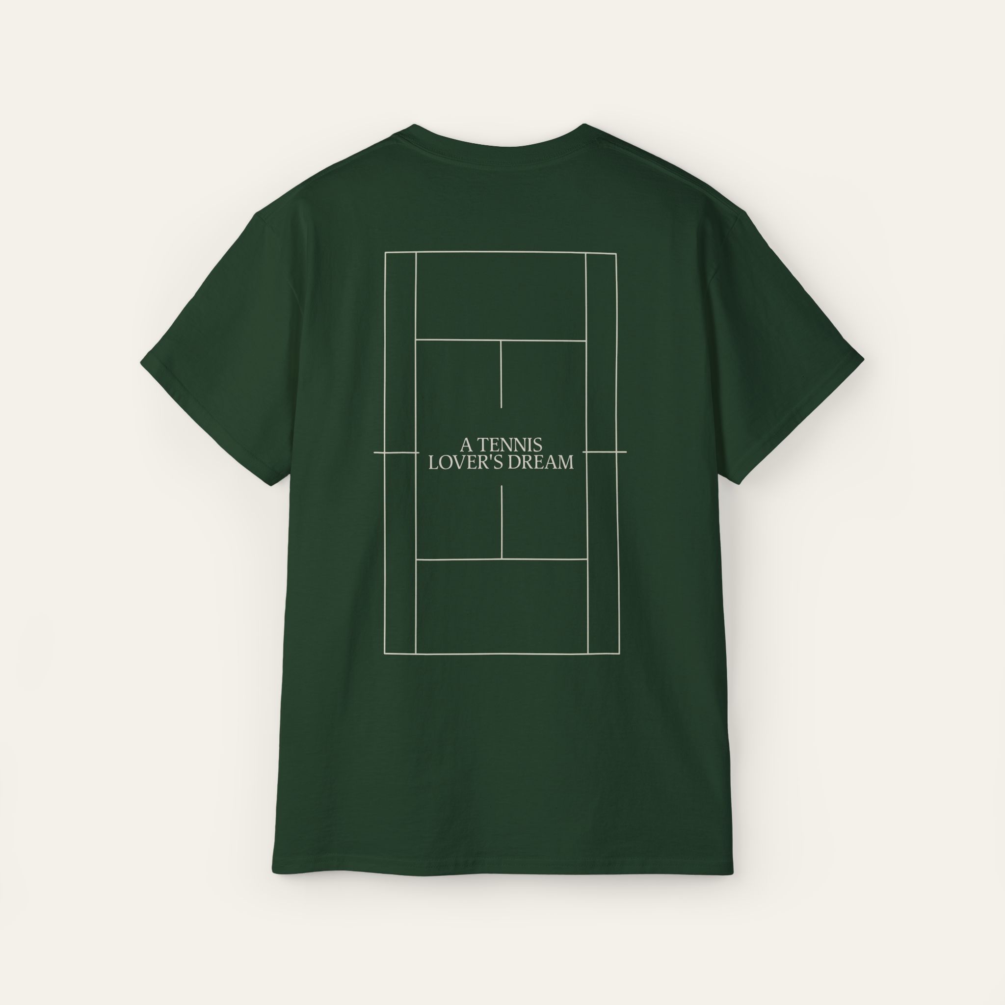 Camiseta verde bosque unisex con estampado en la espalda - Imagen 3